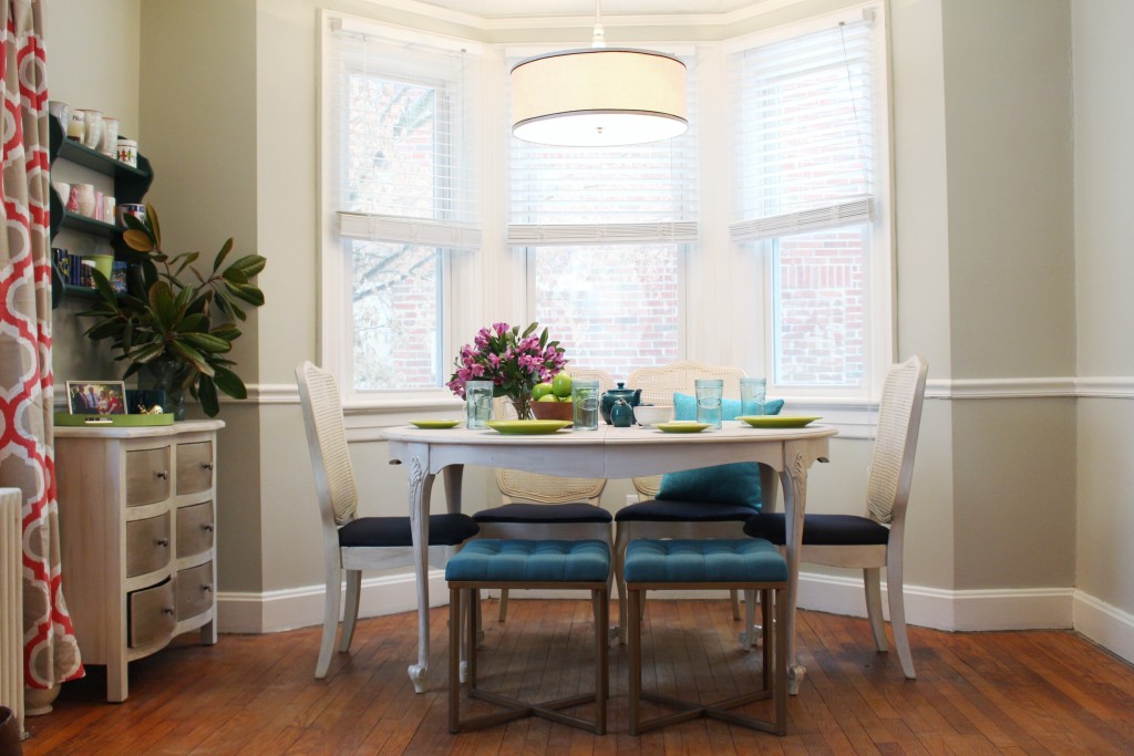 Eclectic and Colorful dining room and home office - Traditional yet modern - Coral and Teal 