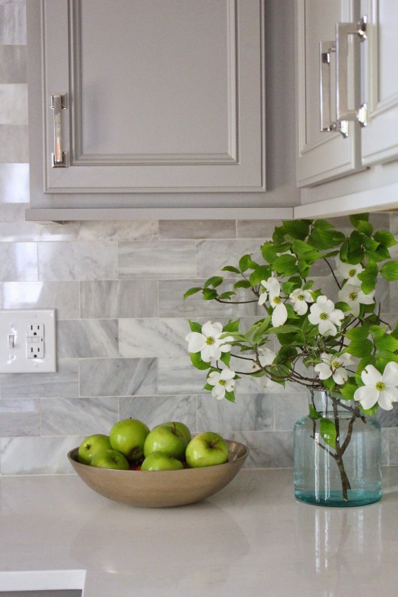 Venatino Carrera Marble Backsplash 3x6 subway tile kitchen renovation