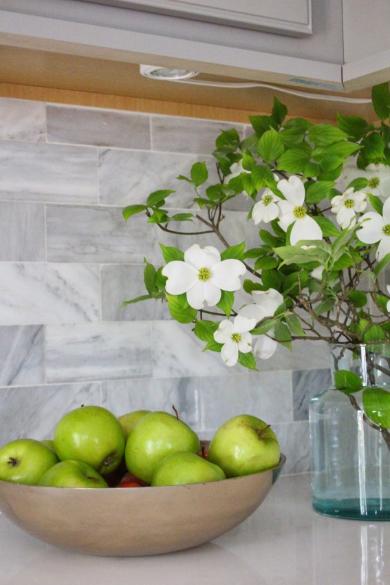 Venatino Carrera Marble Backsplash 3x6 subway tile kitchen renovation