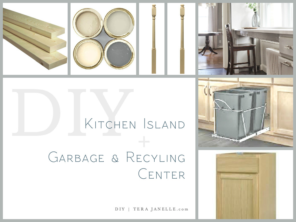 How to build a furniture style kitchen island with pull out garbage and recycling center bins