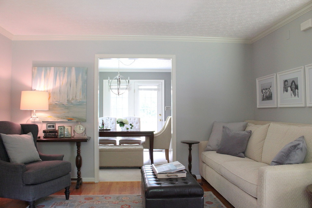 Mix of Old and New - A Gray & Linen Living Room Makeover