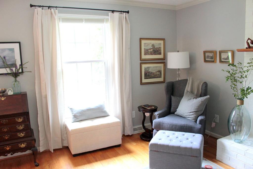 Mix of Old and New - A Gray & Linen Living Room Makeover