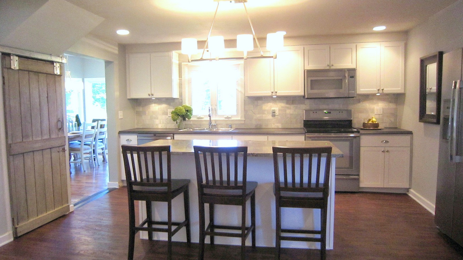 BEFORE & AFTER: Affordable Farmhouse Kitchen Renovation - Gray and White - Granite and Laminate Counters - Marble Backsplash