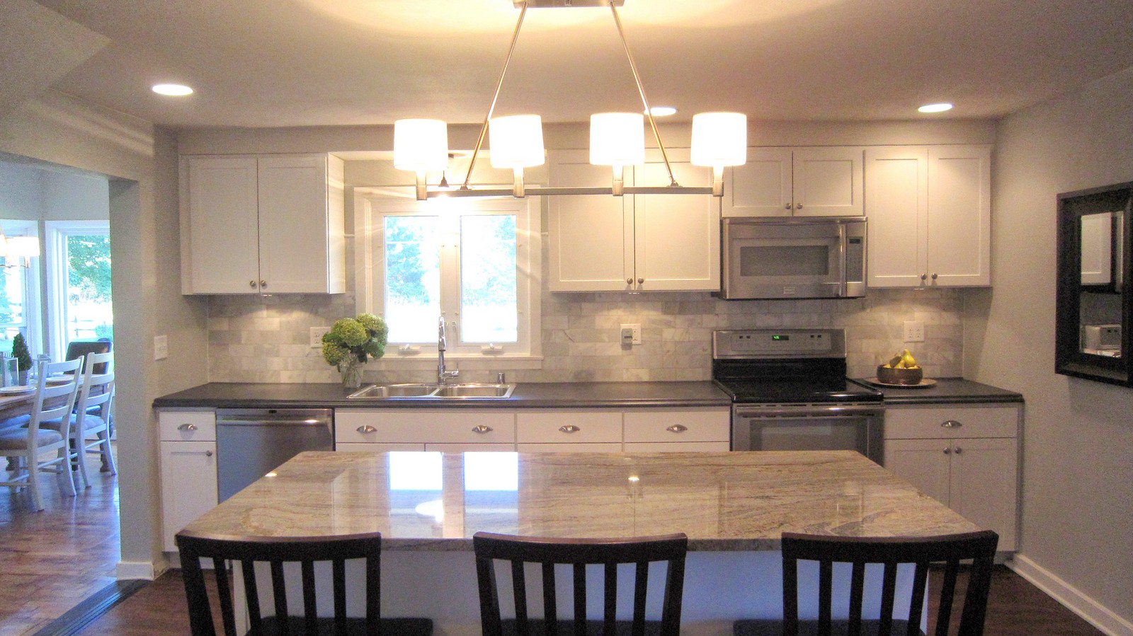 BEFORE & AFTER: Affordable Farmhouse Kitchen Renovation - Gray and White - Granite and Laminate Counters - Marble Backsplash